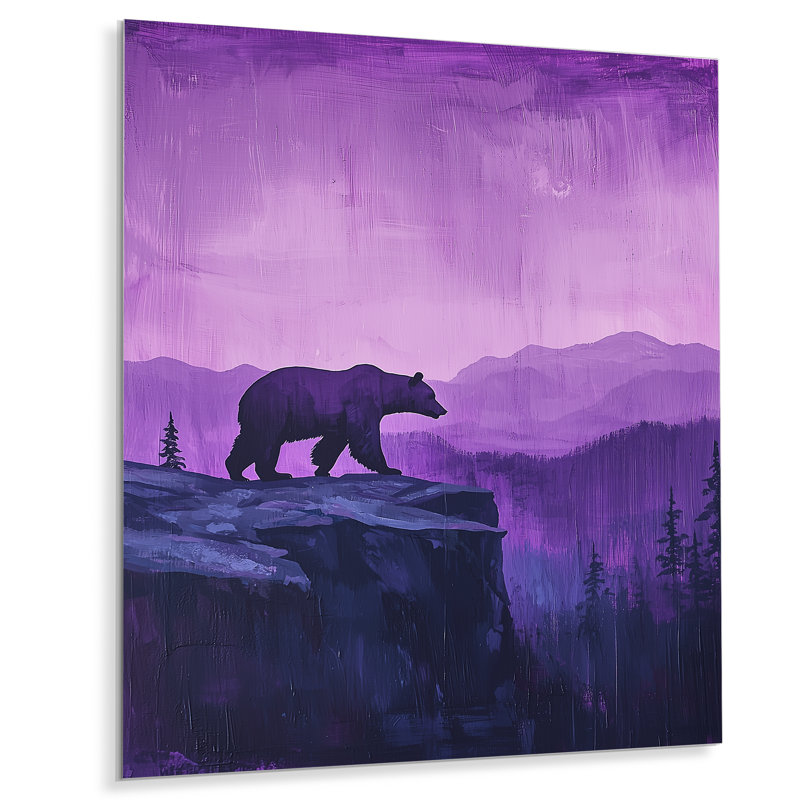 Ours au crépuscule dans la forêt I - Ours en métal, H 40 po x l 30 po