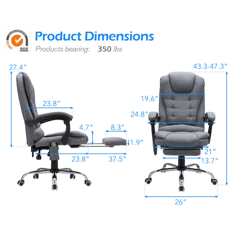 Fauteuil de direction ergonomique chauffant Nola, Lin gris