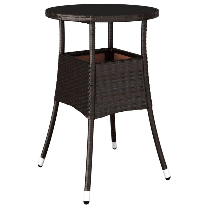 Garden Table Poly Rattan Furniture, Brown, 75 x 60 x 60cm