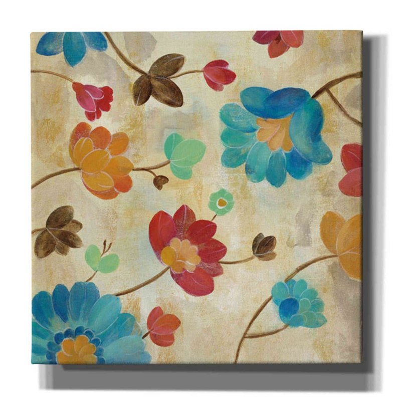 «Coral and Teal Garden II» par Silvia Vassileva, art mural sur toile, H 12 po x l 12 po