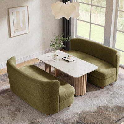 Akron Greigh 63"W Modern Upholstered Boucle Curved Loveseat Sofa(Set Of 2)