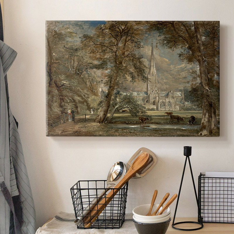Cathédrale de Salisbury vue de l'évêché-John Constable-Toile tendue avec châssis-1823, 8 x 12