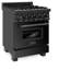 ZLINE 24" Legacy Dual Fuel Range w/ 4 Brass Burners & Oven in Black Stainless Steel