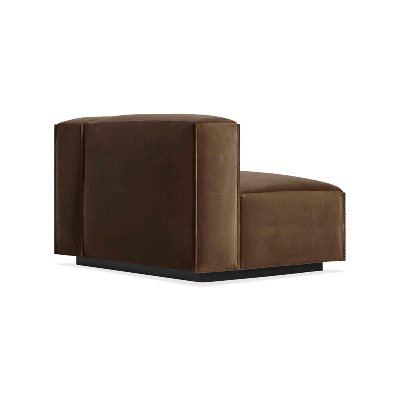 Cleon Chaise Lounge, Right Hand Facing, Coffee Velvet Polyester Blend