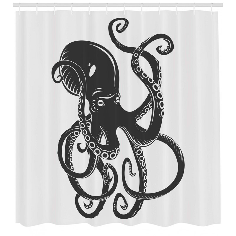 Shower Curtain with Hooks Included, 69" H x 105" W