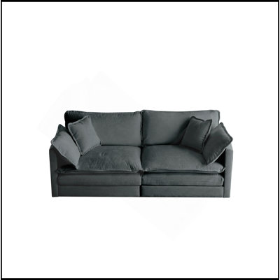 Canapé pour causeuse moderne en tissu pour salle de séjour, canapé rembourré 2 places à assise profonde de grande taille avec 4 coussins, chenille grise
