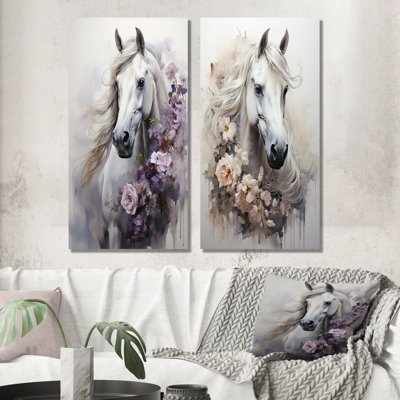 «Majestic Flower Beauty Horse», ensemble de 2 décorations murales cheval