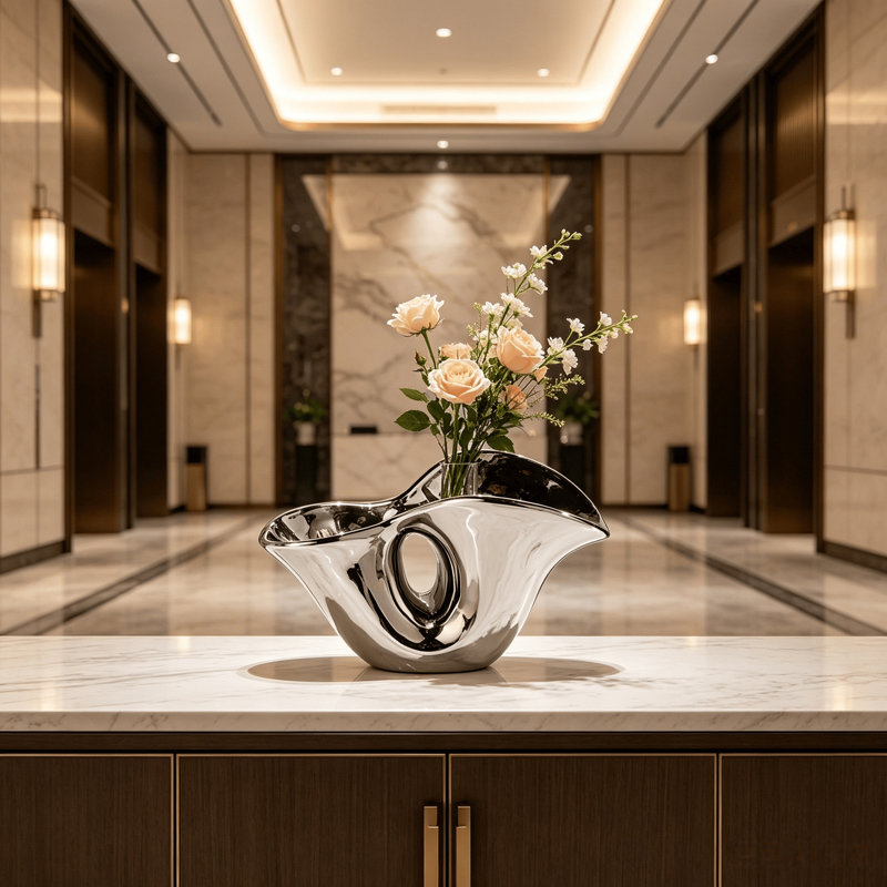 Modern Light Luxury Silver Ceramic Vase,Metallic Matte Ceramic Planter