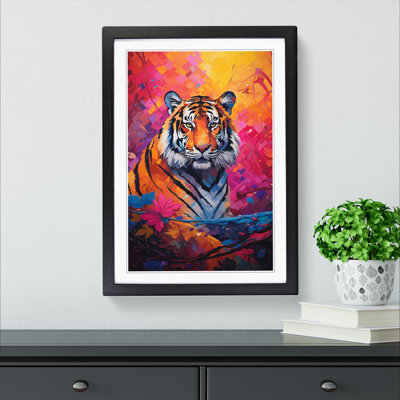 XYZ-FRM-V1223-6169 Tiger Colour Field - Single Picture Frame Rectangle Print on Wood