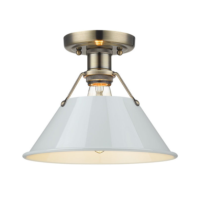 Weatherford Flush Mount, Aged Brass, Dusky Blue
