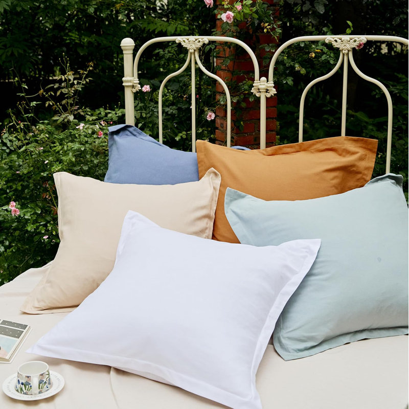 Euro Sham Covers Set Of 2, 26X26 Decorative Cotton Flax Blend Throw Pillow Cover Farmhouse Pillow Shams For Chair Couch Sofa Bedroom Living Room Home Decor