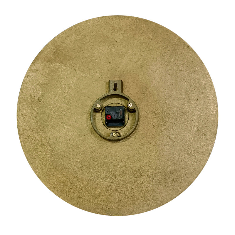 Large Antique Brass Sunburst Textured Metal Wall Clock
