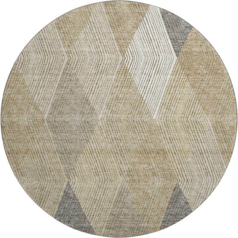 Premium Machine Washable Prisco Wheat Rug, Round 8'