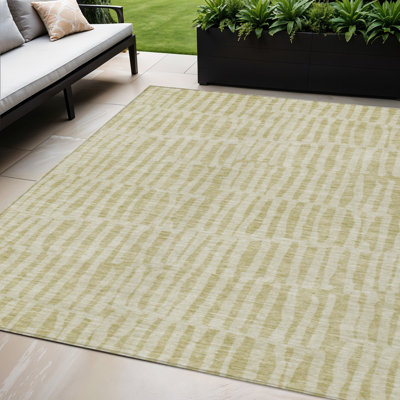 Tapis intérieur lavable rayé brun clair 5 pi x 8 pi