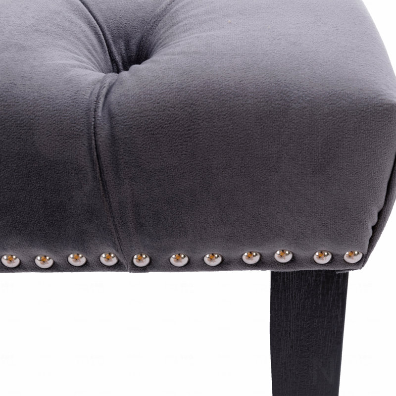 Upholstered Design Tufted Bench Ottoman, Velvet Fabric Upholstered Dining Room Use Bench Bedroom Bench Footrest Stool Accent Bench