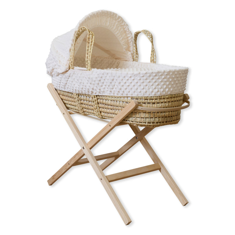 Dimple Palm Moses Basket, Cream