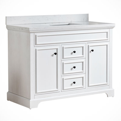 " luxe freestanding bathroom vanity | pre-assembled single cabinet with premium marble top | ample storage solution (116 characters)