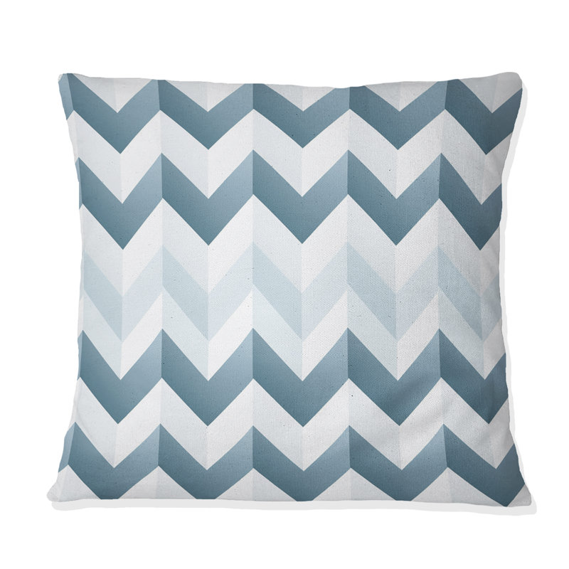Coussin contemporain en polyester blanc et gris Chevron I - Chevron, H 18 po x l 18 po
