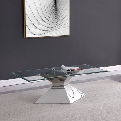 Table basse avec plateau en verre Exeter Chrome