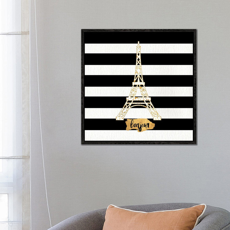 Gold Paris Collection II by Sd Graphics Studio - Print on Canvas, 66.04 cm H x 66.04 cm W, Black Framed Canvas