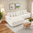 111.4 "beige Flannelette Sofa, Elegant Shelter Choice - Living Room, Bedroom, Office Ideal Companion, With Eight Exquisite Throw Pillows, More Warm And Cozy. Matching Foot Design.-491467860