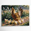 «Farm Hens with Chicks», art mural sur toile brune-147929125