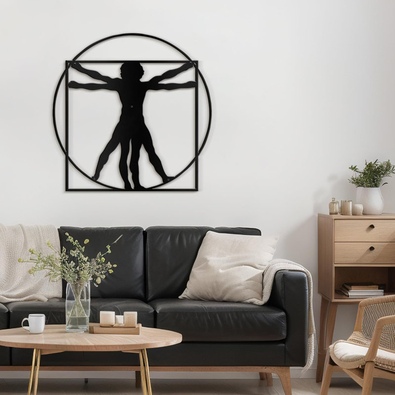 Décoration murale en métal, Noir, H 30 po x l 30 po x P 0,05 po