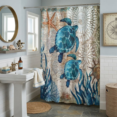 Rideau de douche Nautical Sea Turtle