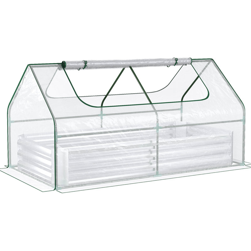 Lit de jardin surélevé 6 pi x 3 pi avec couvre-serre - Argent