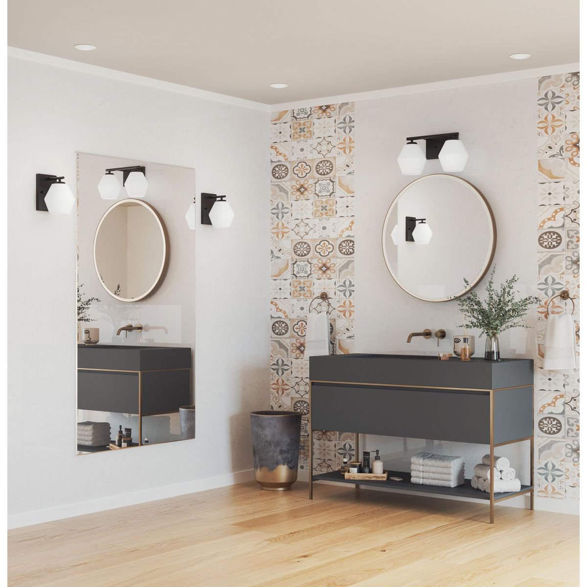 Audryna 2 Light Frosted Dimmable Vanity Light, Matte Black