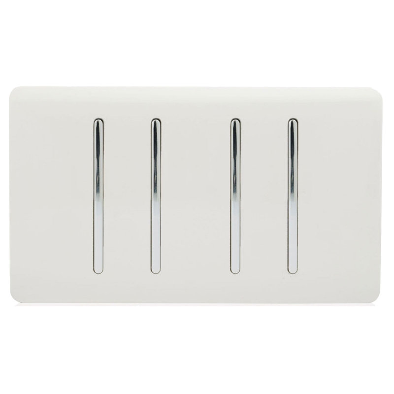 Trendi Switch 4 Gang Light Switch (3x 1 or 2 Way & 1 x Intermediate), Ice White