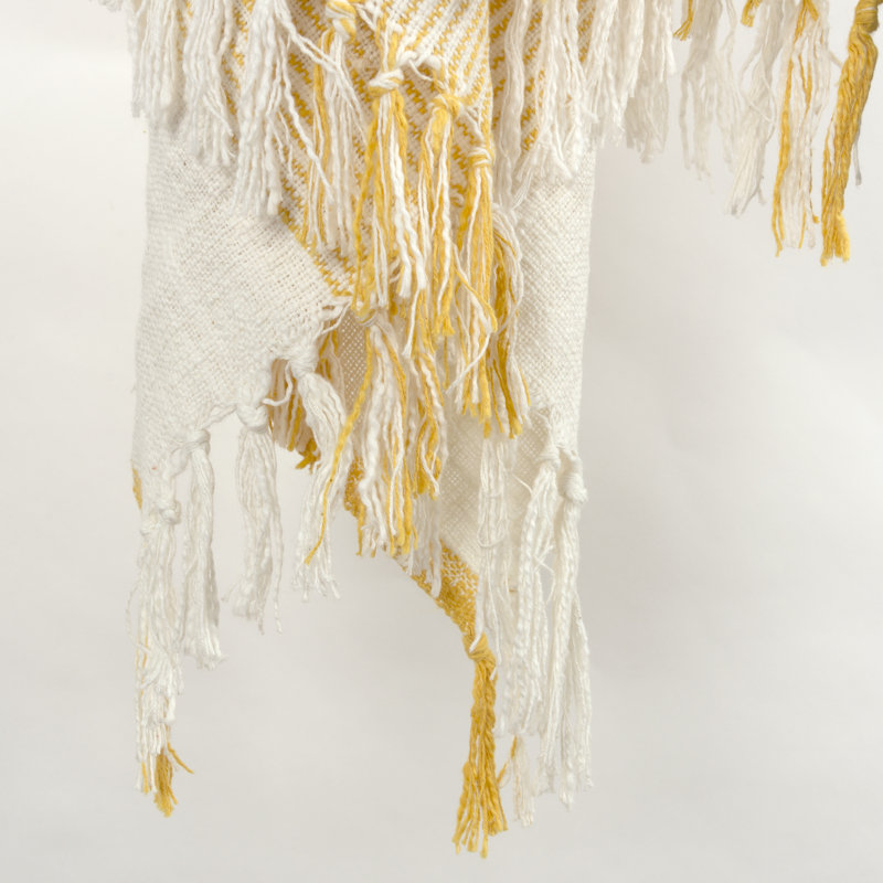 Hopkins 100% Cotton Throw, Ivory/Yellow