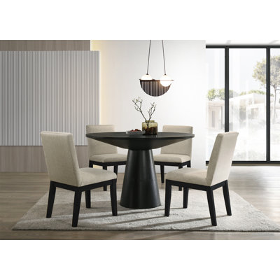 Ensemble de table de salle à manger contemporaine noire l 47 po avec base à piédestal et chaises à finition noire