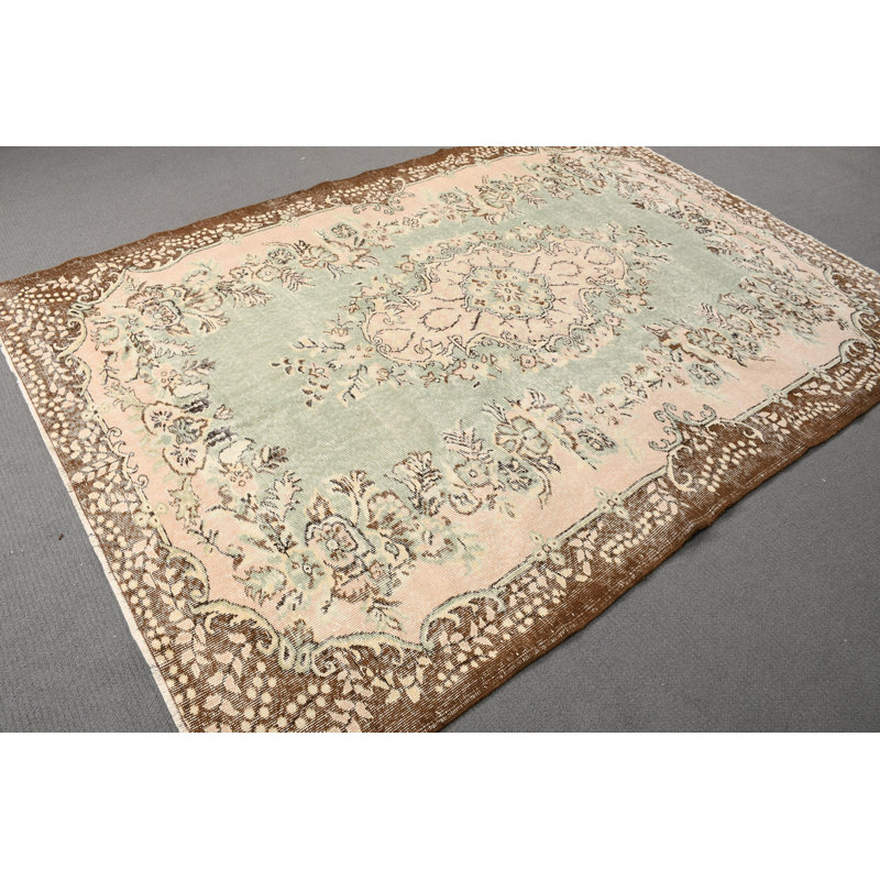 Grand tapis turc en laine Oushak rétro idéal pour rehausser l'esthétique du salon