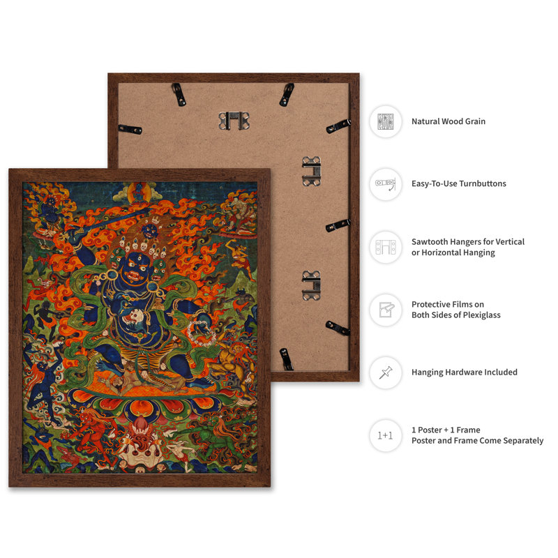 Mahakala à quatre visages, Affiche, H 12 po x l 16 po, Encadrement brun