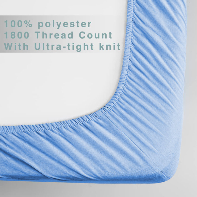 Laurne 200 Thread Count Microfiber Brushed Deep Fitted Bed Sheet, Sky Blue, Single (3')