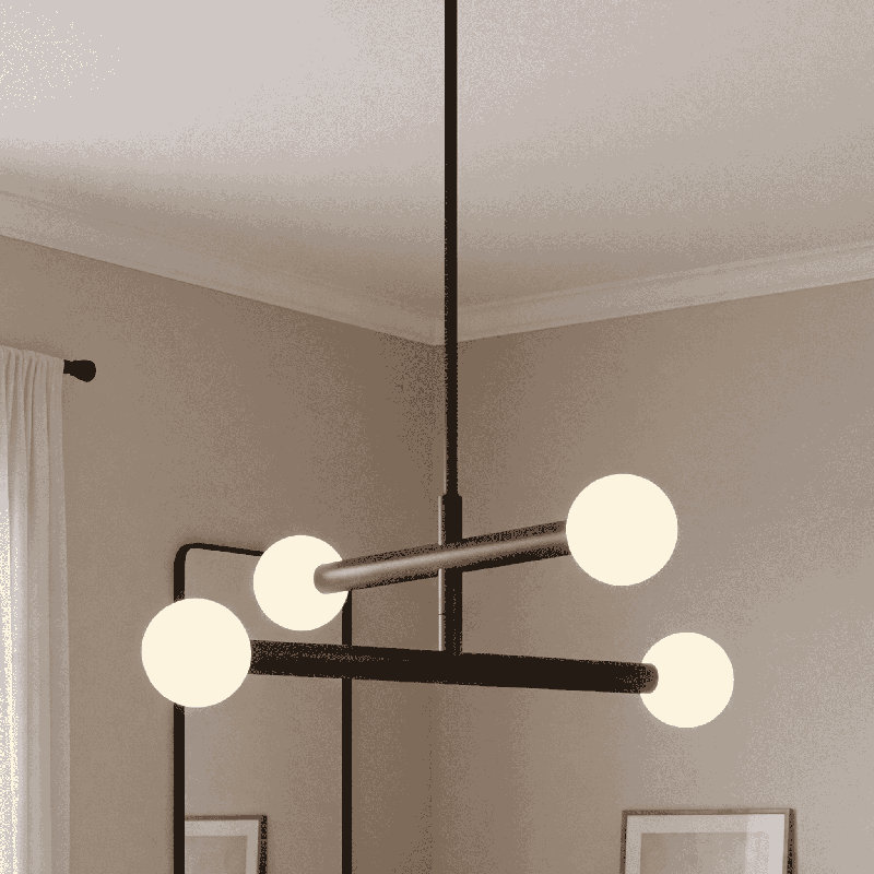Omied 4-Light Chandelier in Matte Black, Matte Black