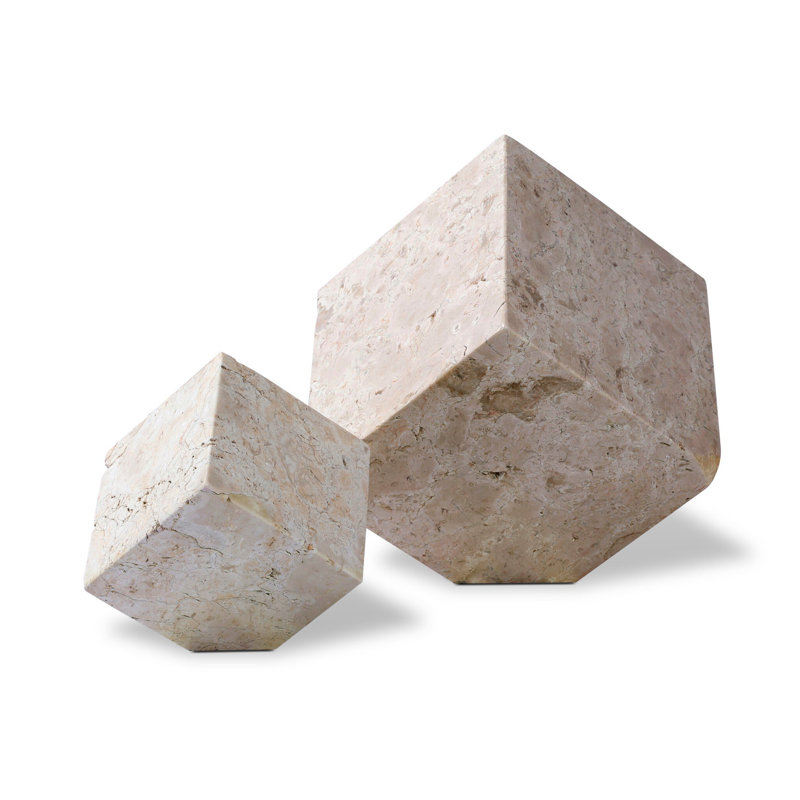 Travertine Cube Sculpture Set-Romano Fosse Travertine