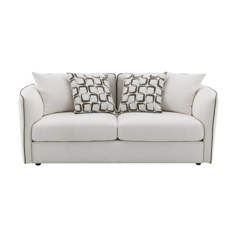 Causeuse en chenille beige avec 4 coussins Yolanda