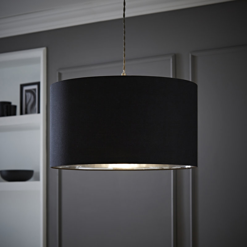 Takishia Linen Blend Lamp Shade in Black, 25cm H  x 45cm W  x 45cm D