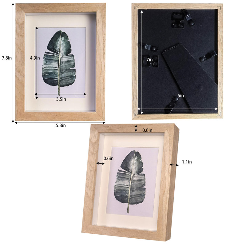 5X7 Shadow Box Frame Small Shadow Box Display Case 4 Pack Natural Wood Picture Frame Glass Surface Internal Depth 0.6 Inch For Wall Or Tabletop