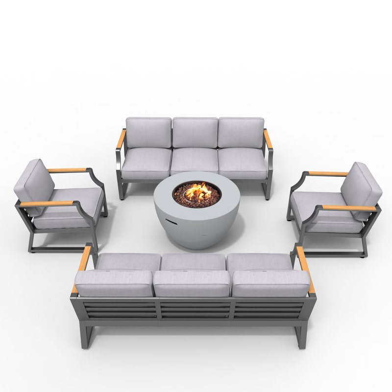 8 - Person Patio Conversation Set with Cushions, Black