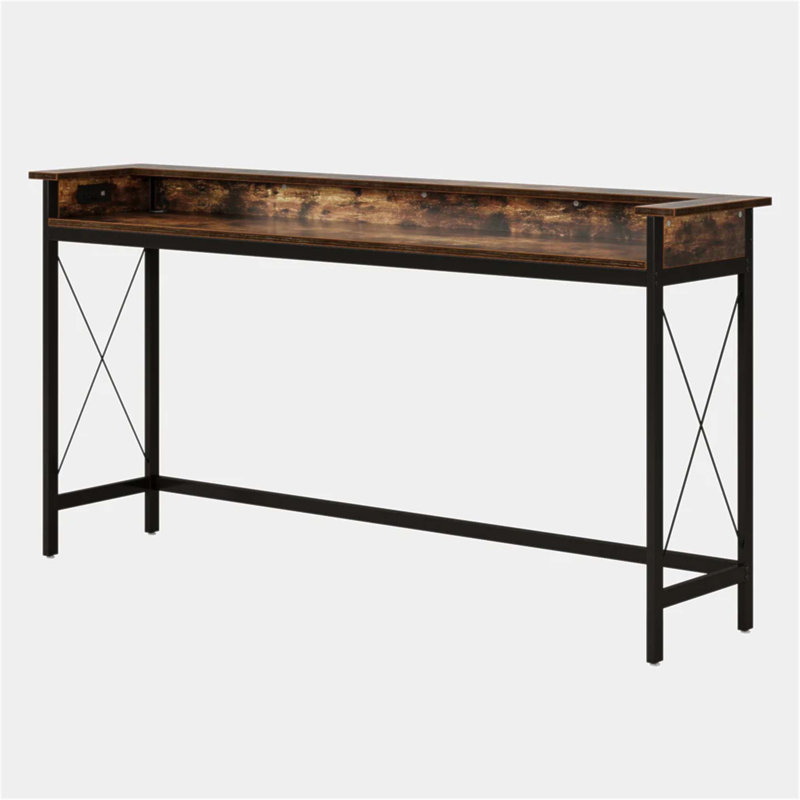 70.9" Long Behind Sofa Console Table with Electrical Outlets & USB Ports, Sturdy Narrow Table for Living Room & Entryway