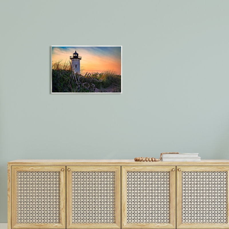 Art mural sur toile flottant "Phare au coucher du soleil" par Rick Berk, H 13 po x l 19 po x P 0,5 po, Bois