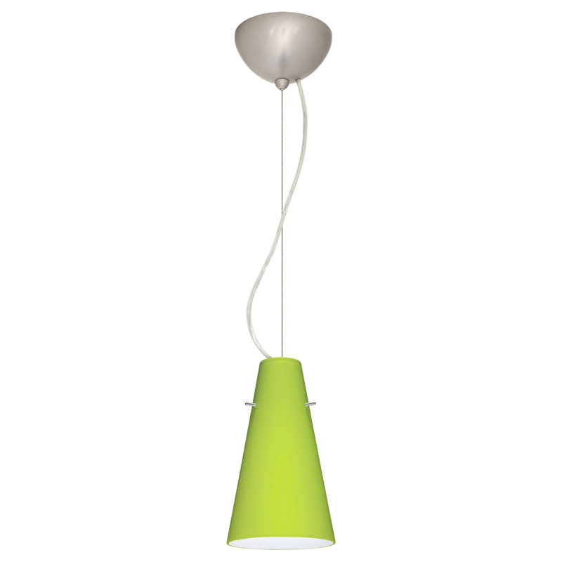 Canyon Creek 1 - Light Single Pendant, Incandescent, Satin Nickel, Chartreuse