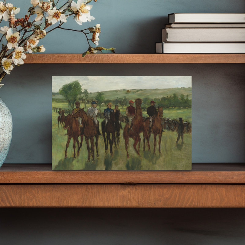 Les Cavaliers, vers 1885. Estampe d'art mural contemporaine abstraite impressionniste représentant un paysage équestre.