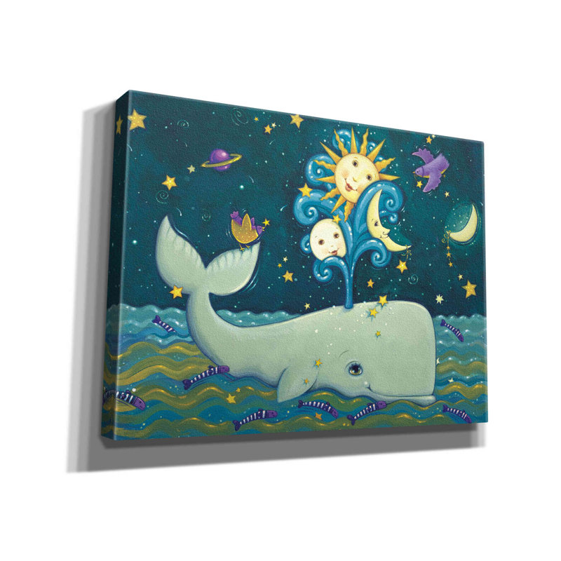 «Sunny Whale» par Viv Eisner, art mural sur toile, H 12 po x l 16 po x P 0,75 po
