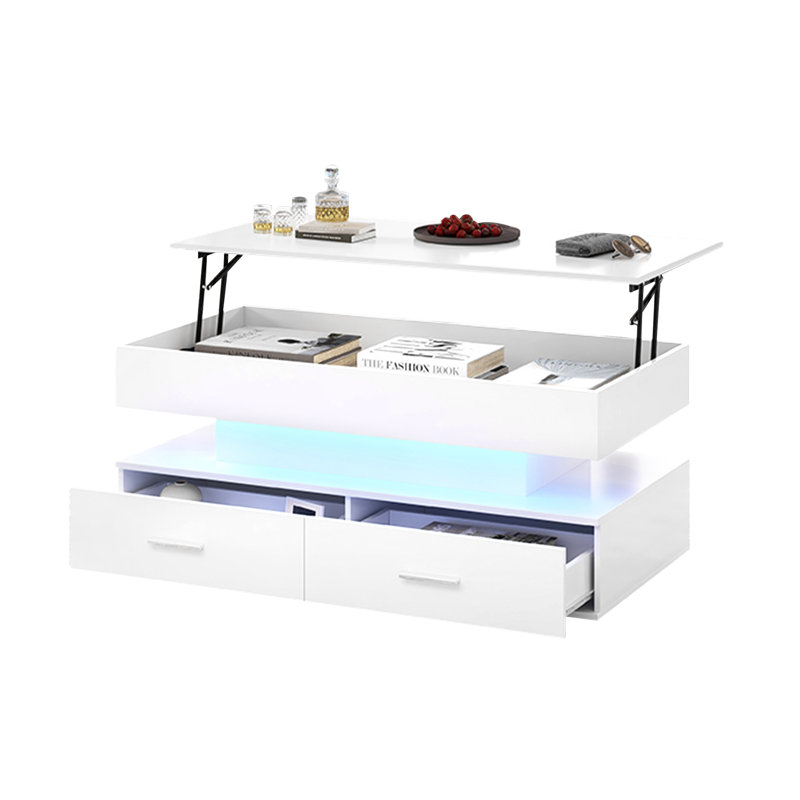 Davanie Solid Coffee Table with Storage, White