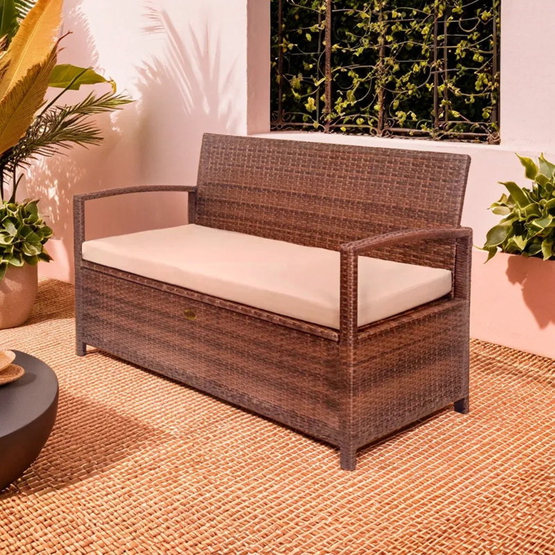 Banc en osier résistant à l'eau Barton, Brun