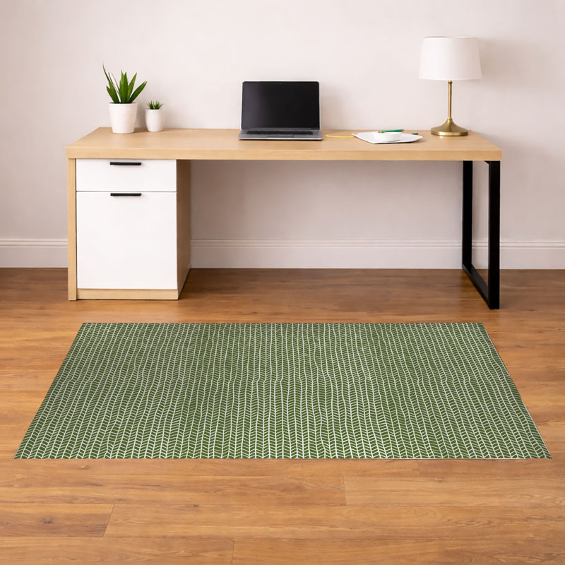 Tapis de bureau léger à chevrons, L 60 po x P 36 po, Vert olive